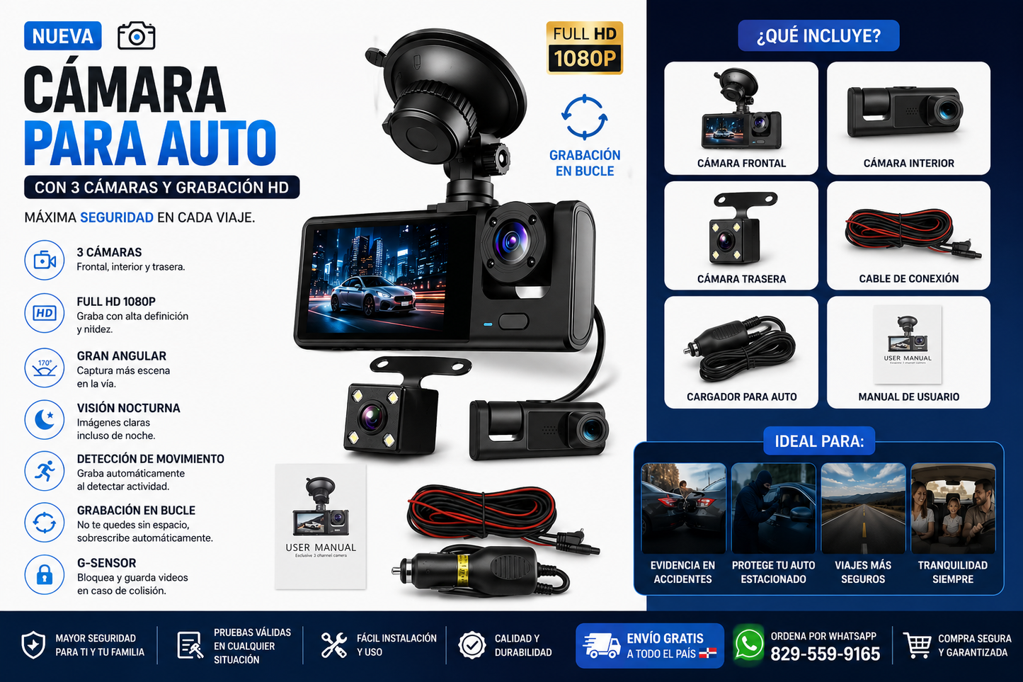 CÁMARA PARA CARRO / DASH CAM 1080P VIRAL