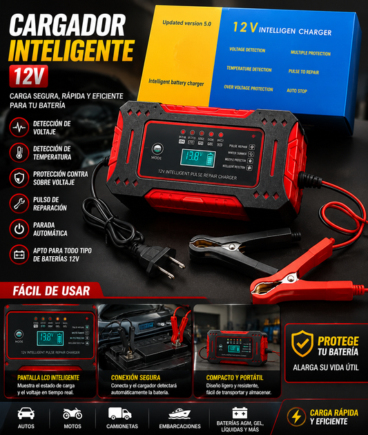 JUMPER/CARGADOR DE BATERIA INTELIGENTE 12 V