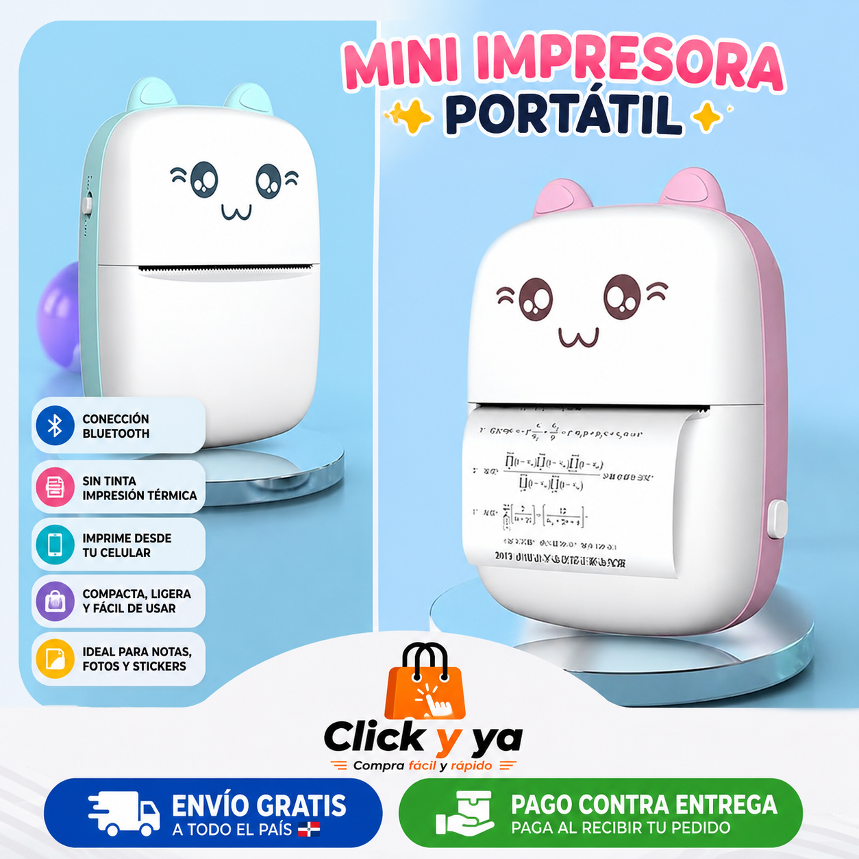 MINI IMPRESORA PORTARIL ROSADA