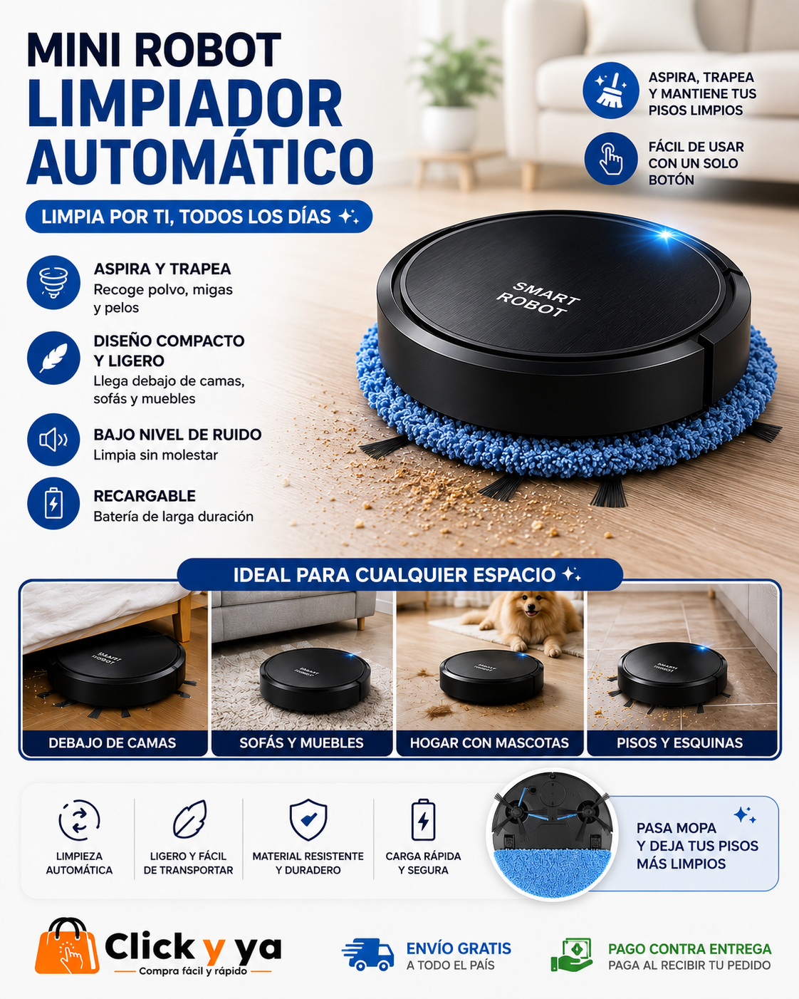 Mini robot limpiador automático Con Trapeador