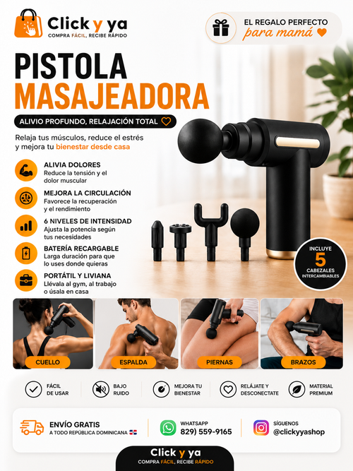 PISTOLA MASAJEADORA 5 PIEZAS