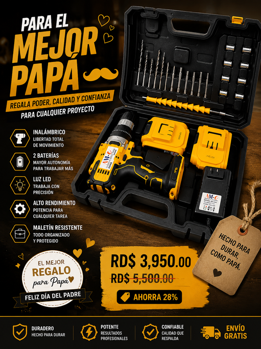 TALADRO INALÁMBRICO HASS 21V – KIT COMPLETO 26 PIEZAS
